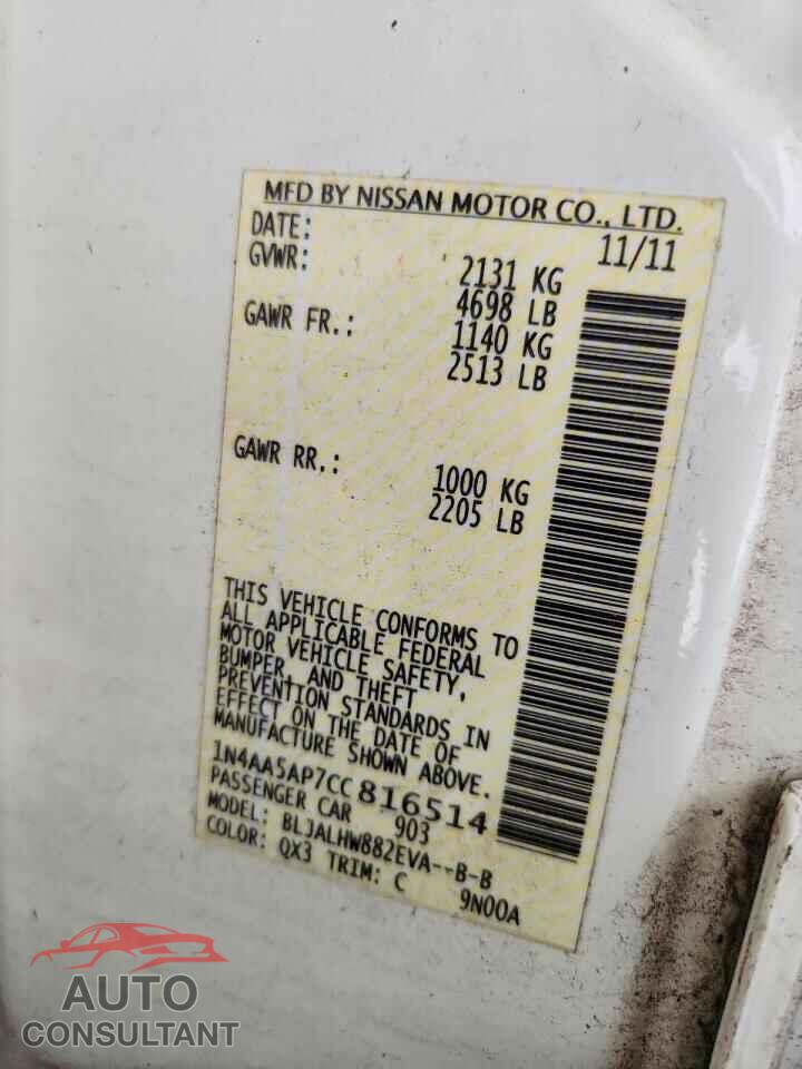 NISSAN MAXIMA 2012 - 1N4AA5AP7CC816514