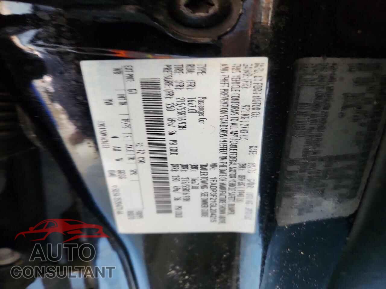 FORD FOCUS 2016 - 1FADP3F21GL204215