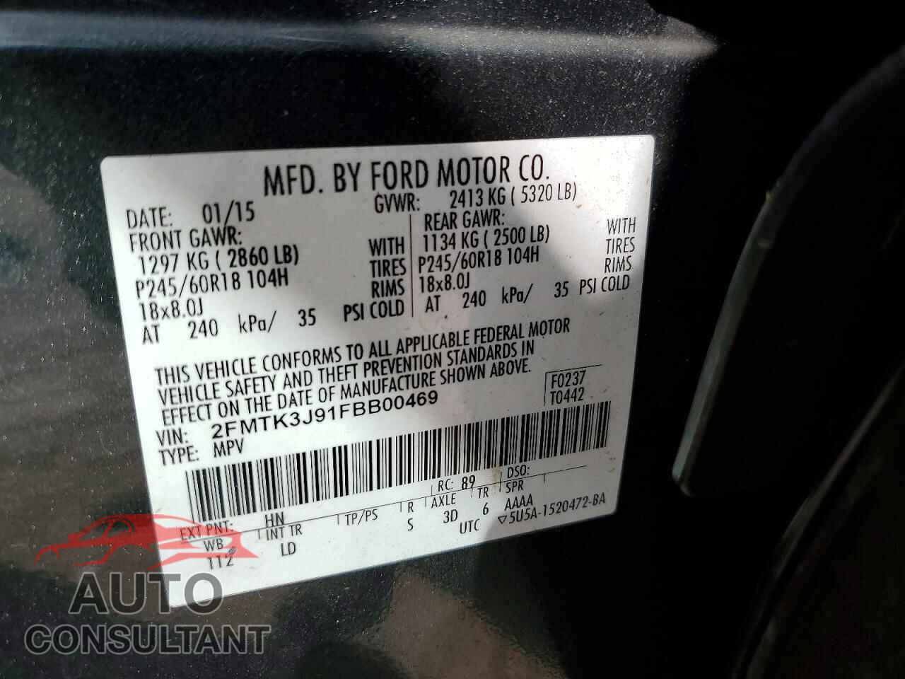 FORD EDGE 2015 - 2FMTK3J91FBB00469