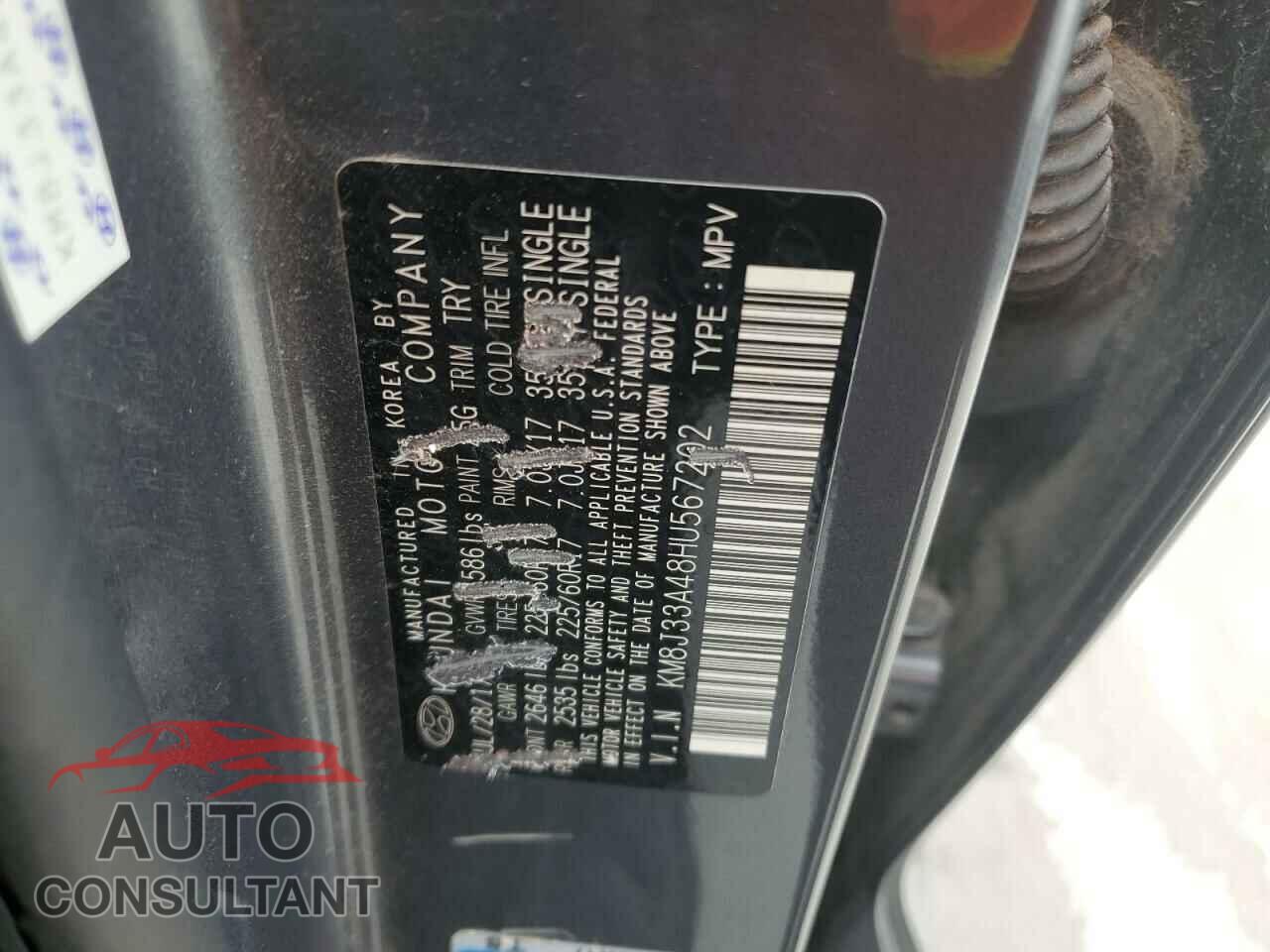 HYUNDAI TUCSON 2017 - KM8J33A48HU567202
