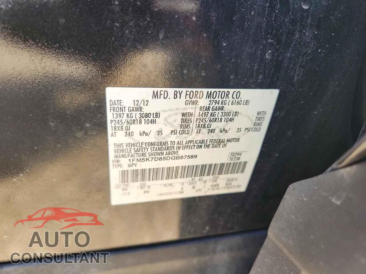 FORD EXPLORER 2013 - 1FM5K7D85DGB87589