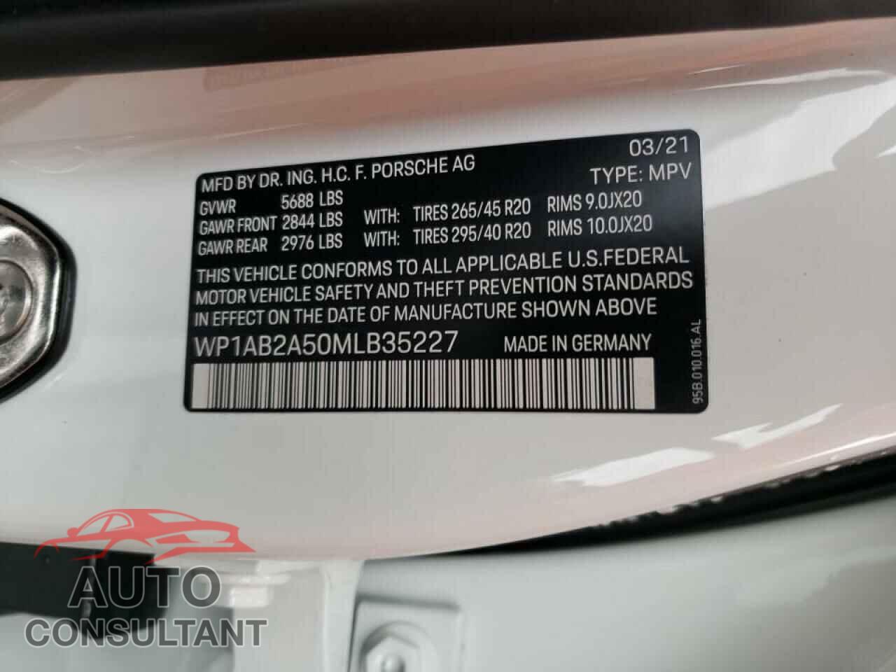 PORSCHE MACAN 2021 - WP1AB2A50MLB35227