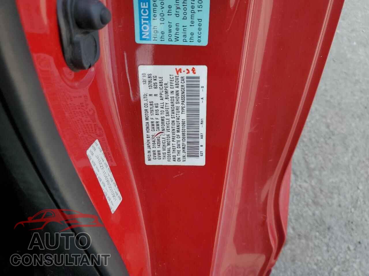 HONDA CRZ 2011 - JHMZF1D69BS010901