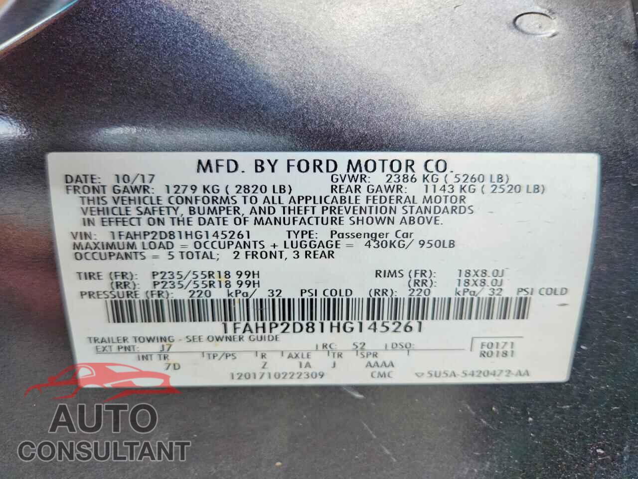 FORD TAURUS 2017 - 1FAHP2D81HG145261