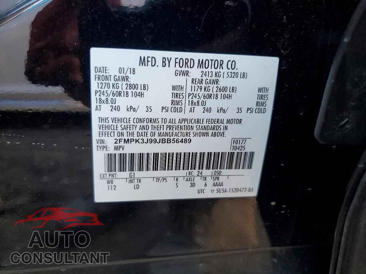 FORD EDGE 2018 - 2FMPK3J99JBB56489