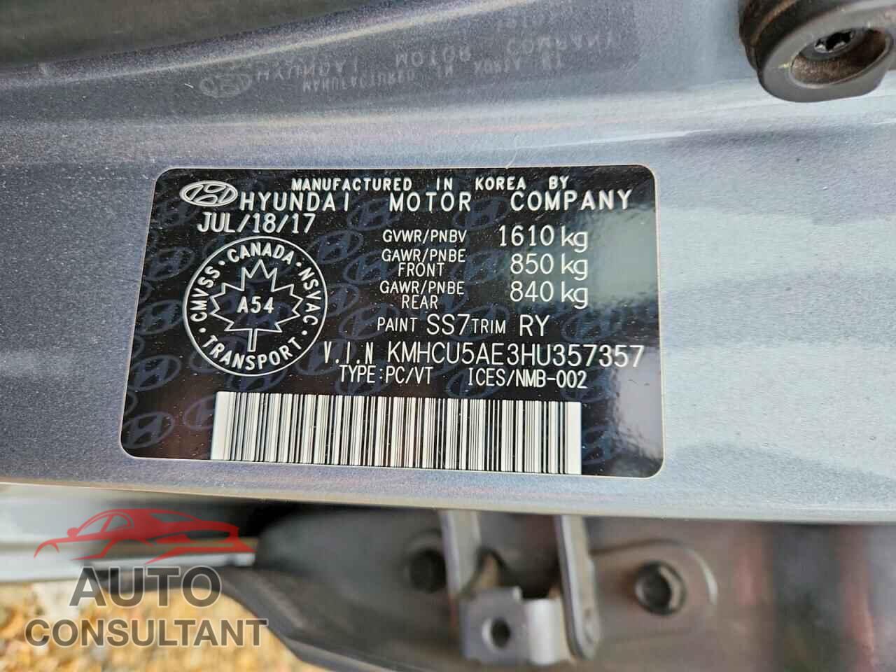 HYUNDAI ACCENT 2017 - KMHCU5AE3HU357357