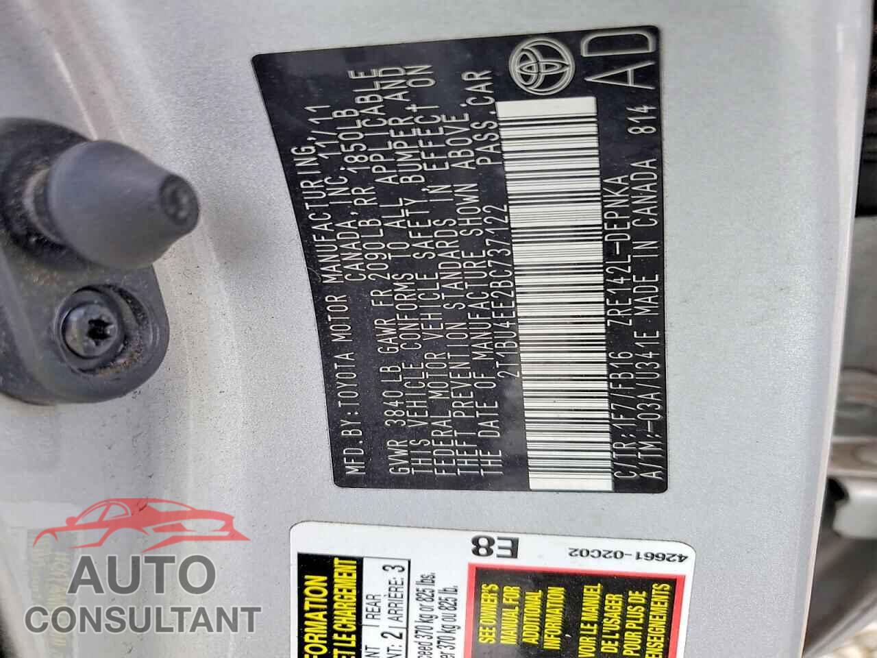 TOYOTA COROLLA 2011 - 2T1BU4EE2BC737122