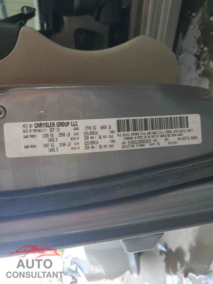 DODGE CARAVAN 2013 - 2C4RDGCG9DR553576