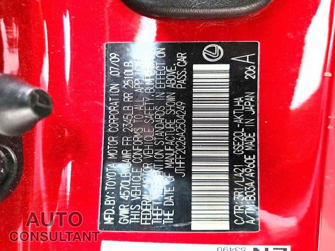 LEXUS IS 2010 - JTHFF2C26A2504249