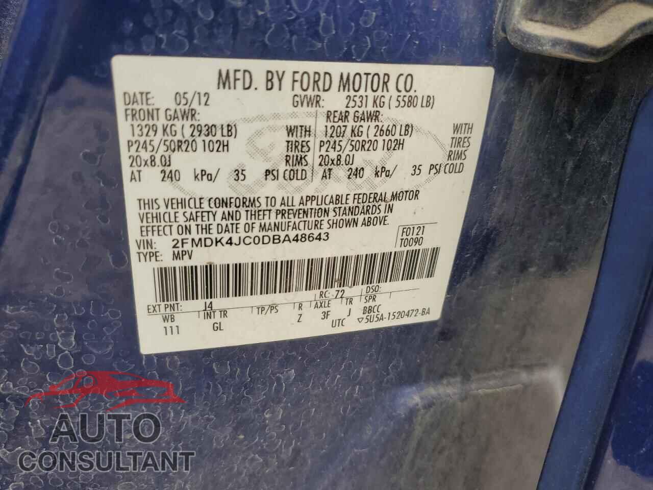 FORD EDGE 2013 - 2FMDK4JC0DBA48643