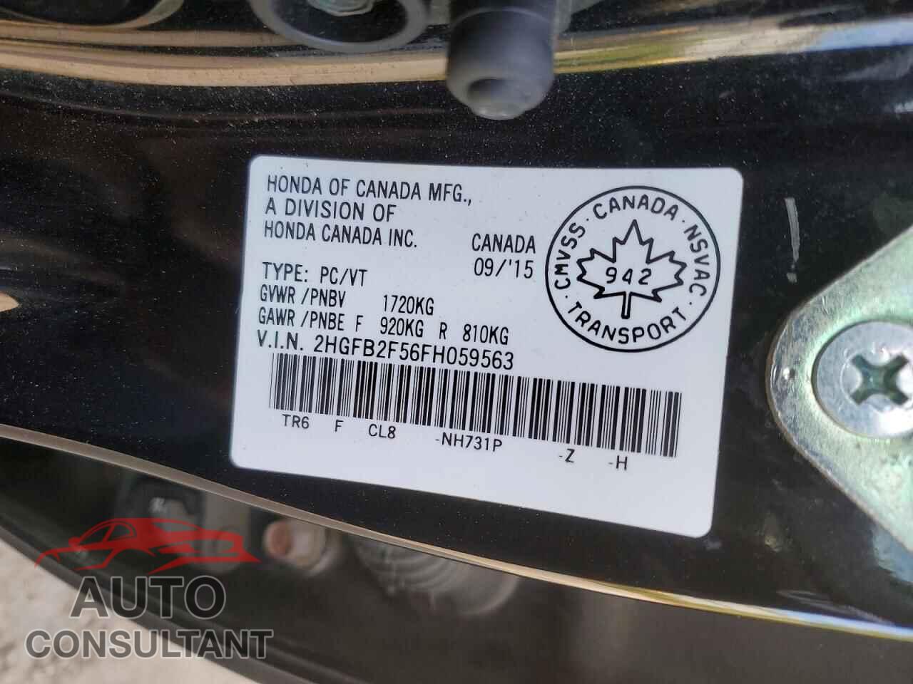 HONDA CIVIC 2015 - 2HGFB2F56FH059563