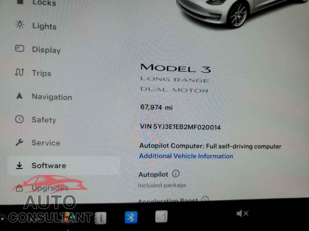 TESLA MODEL 3 2021 - 5YJ3E1EB2MF020014