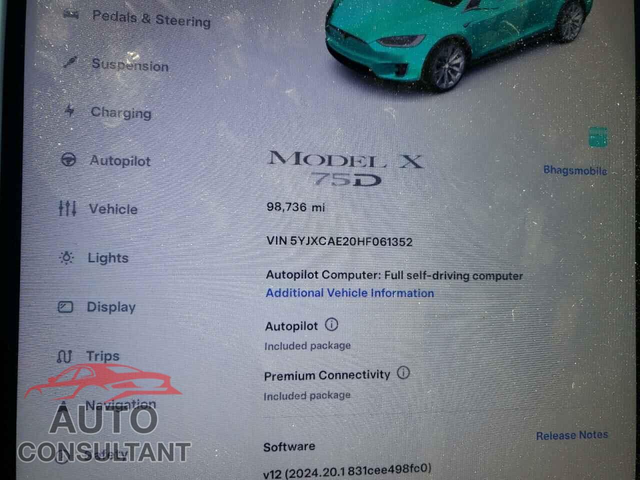 TESLA MODEL X 2017 - 5YJXCAE20HF061352