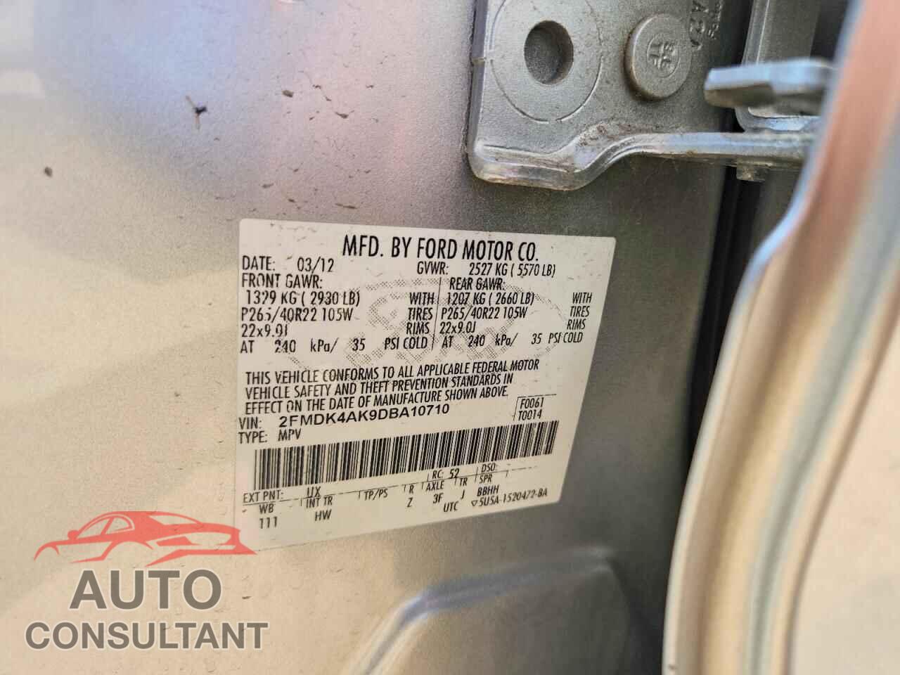 FORD EDGE 2013 - 2FMDK4AK9DBA10710