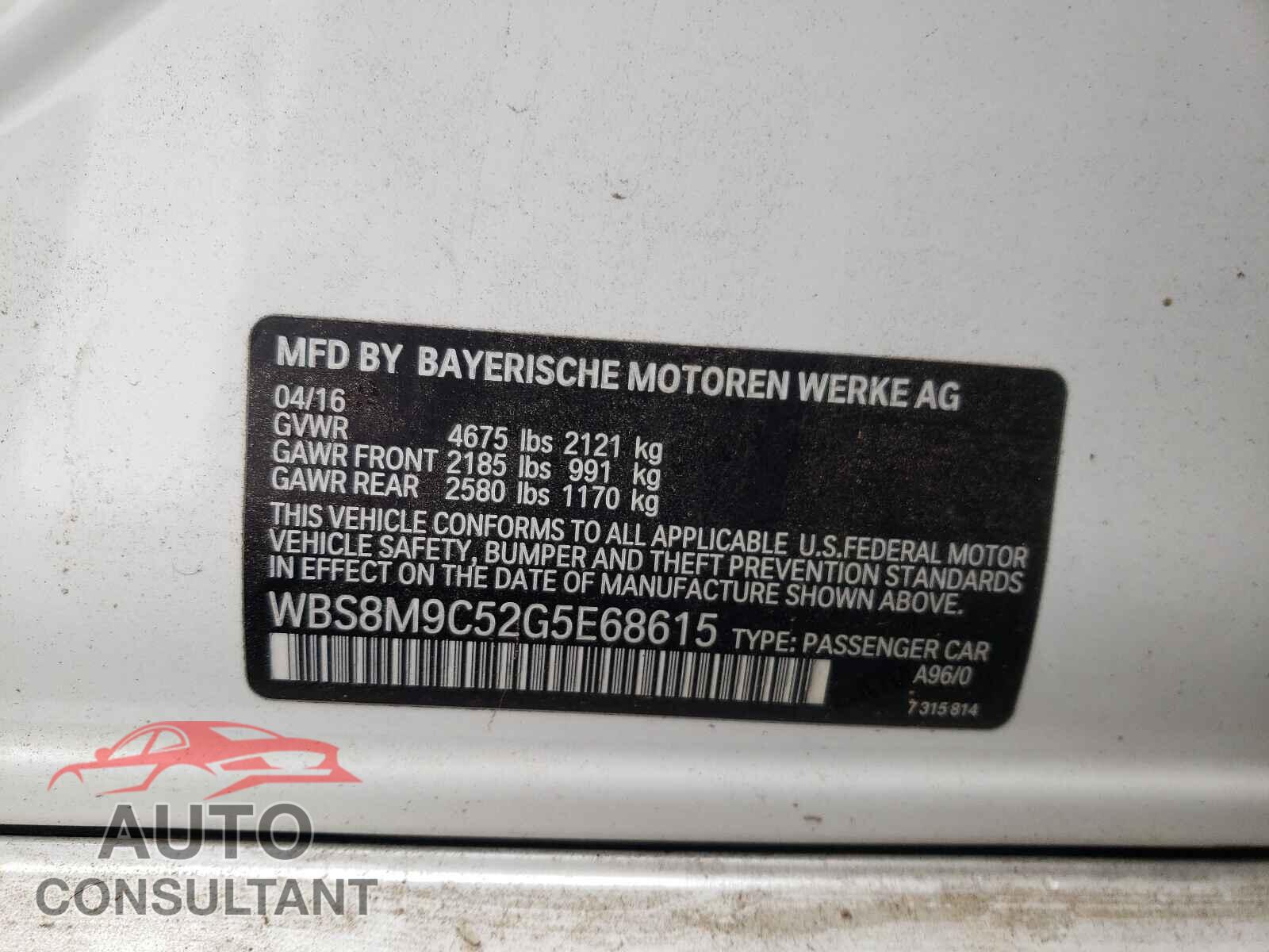 BMW M3 2016 - WBS8M9C52G5E68615