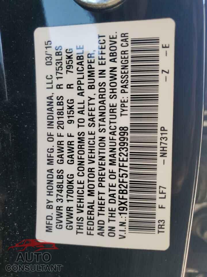 HONDA CIVIC 2015 - 19XFB2F57FE239998