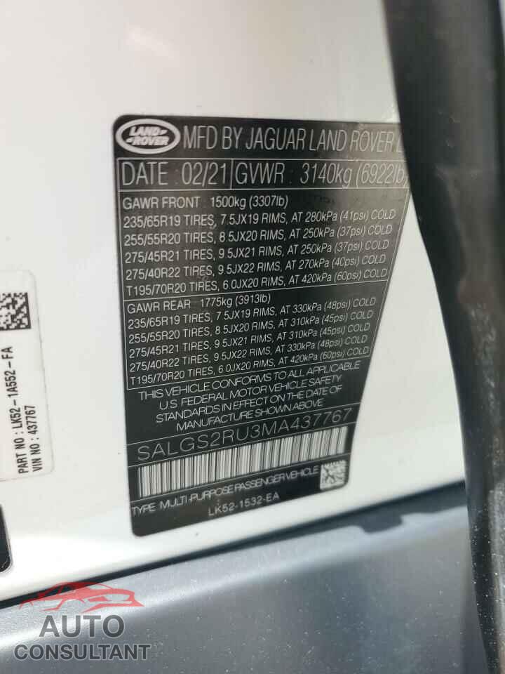LAND ROVER RANGEROVER 2021 - SALGS2RU3MA437767