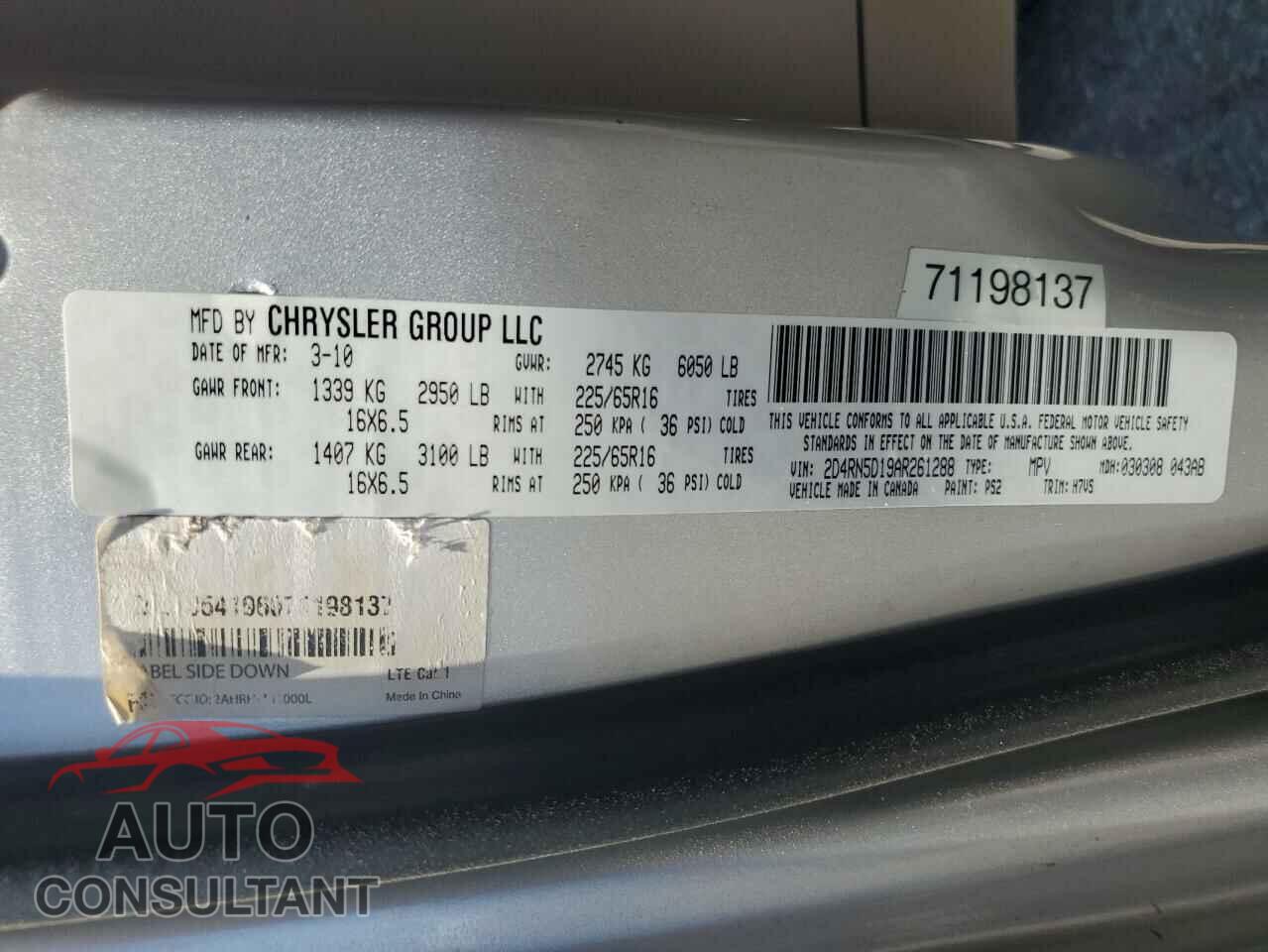 DODGE CARAVAN 2010 - 2D4RN5D19AR261288