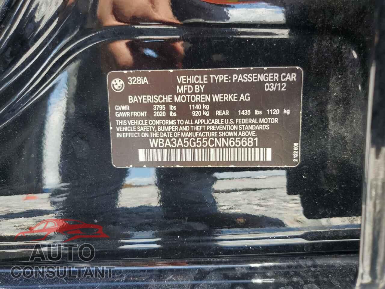 BMW 3 SERIES 2012 - WBA3A5G55CNN65681