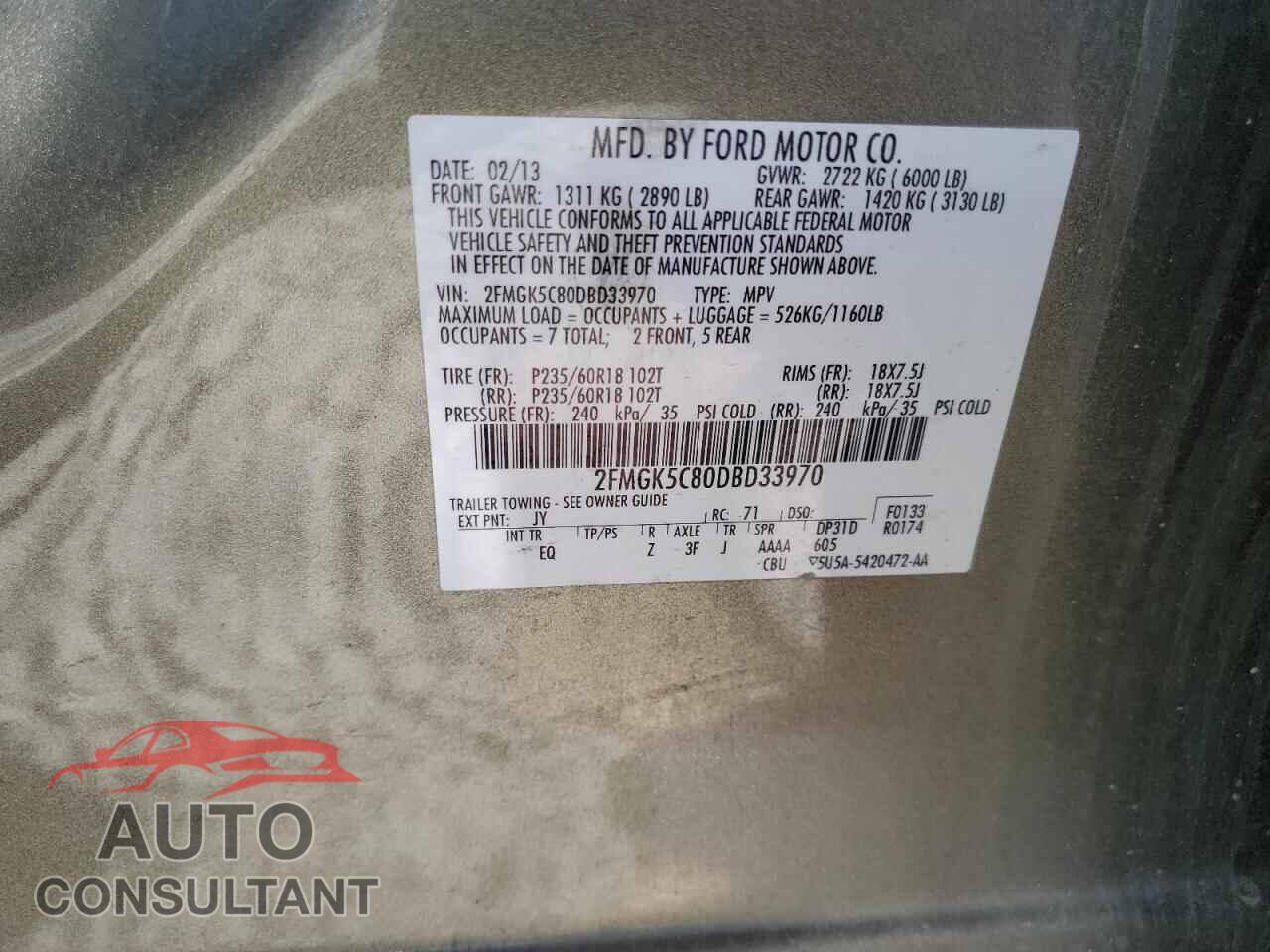 FORD FLEX 2013 - 2FMGK5C80DBD33970