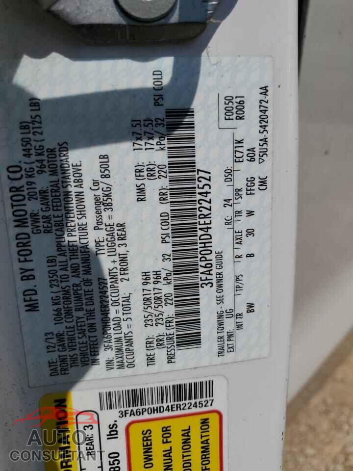 FORD FUSION 2014 - 3FA6P0HD4ER224527