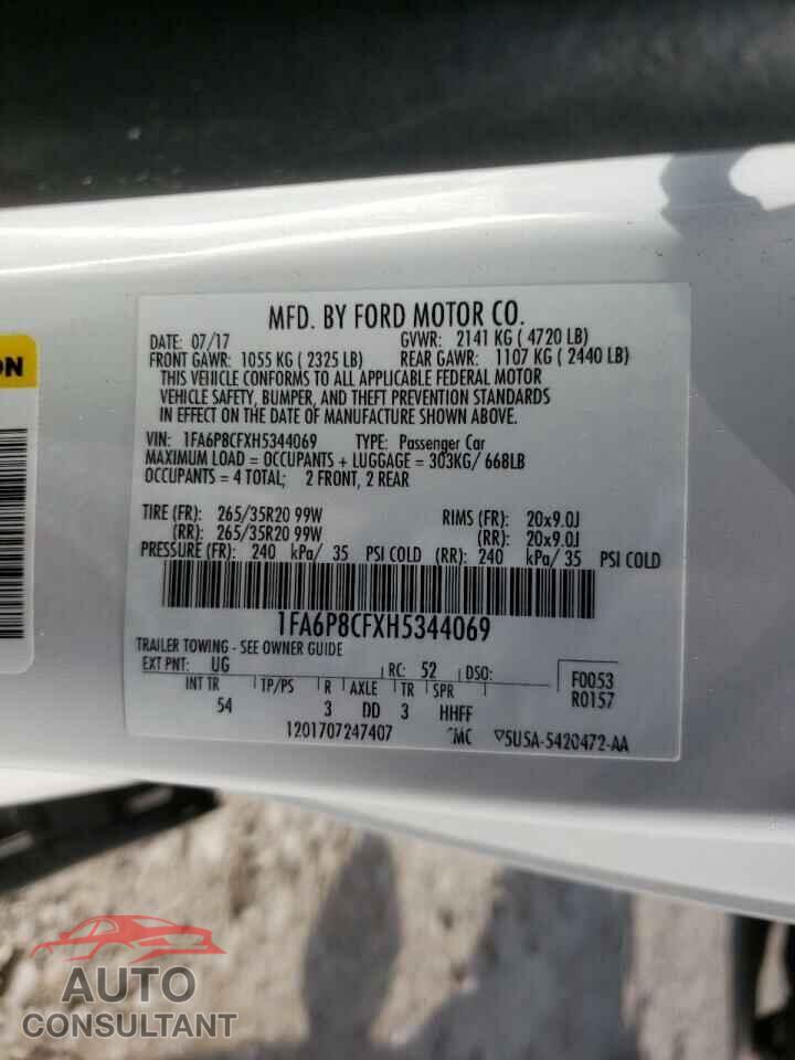 FORD MUSTANG 2017 - 1FA6P8CFXH5344069