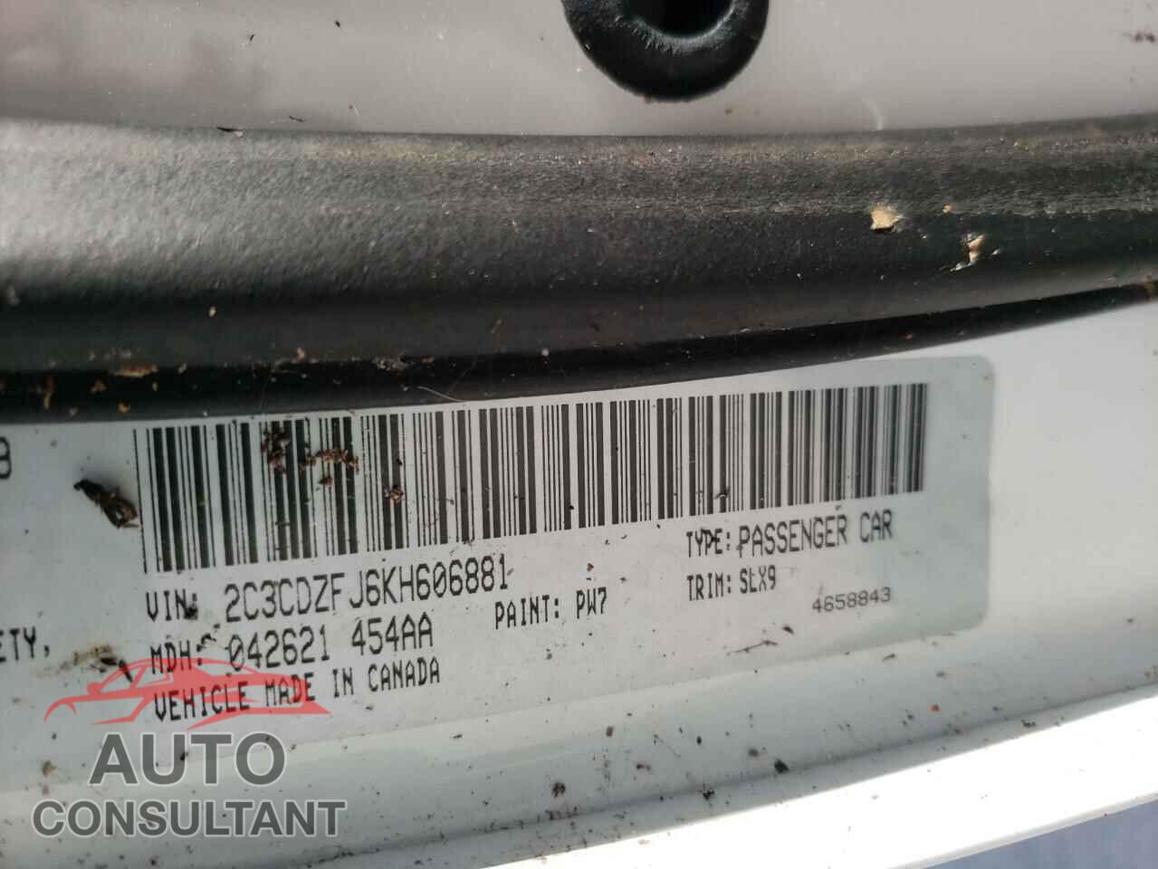 DODGE CHALLENGER 2019 - 2C3CDZFJ6KH606881