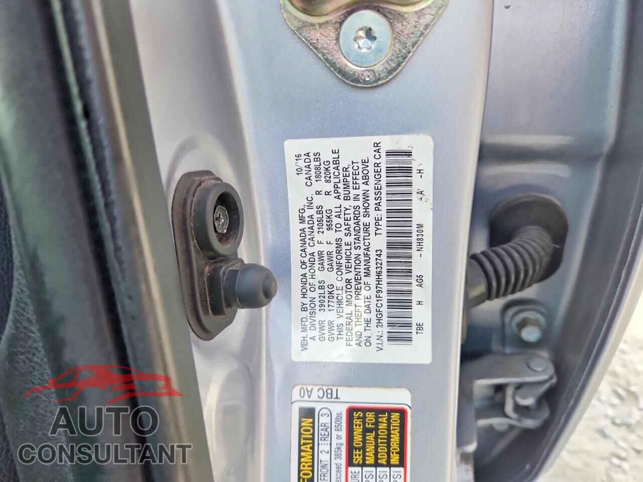 HONDA CIVIC 2017 - 2HGFC1F97HH632743