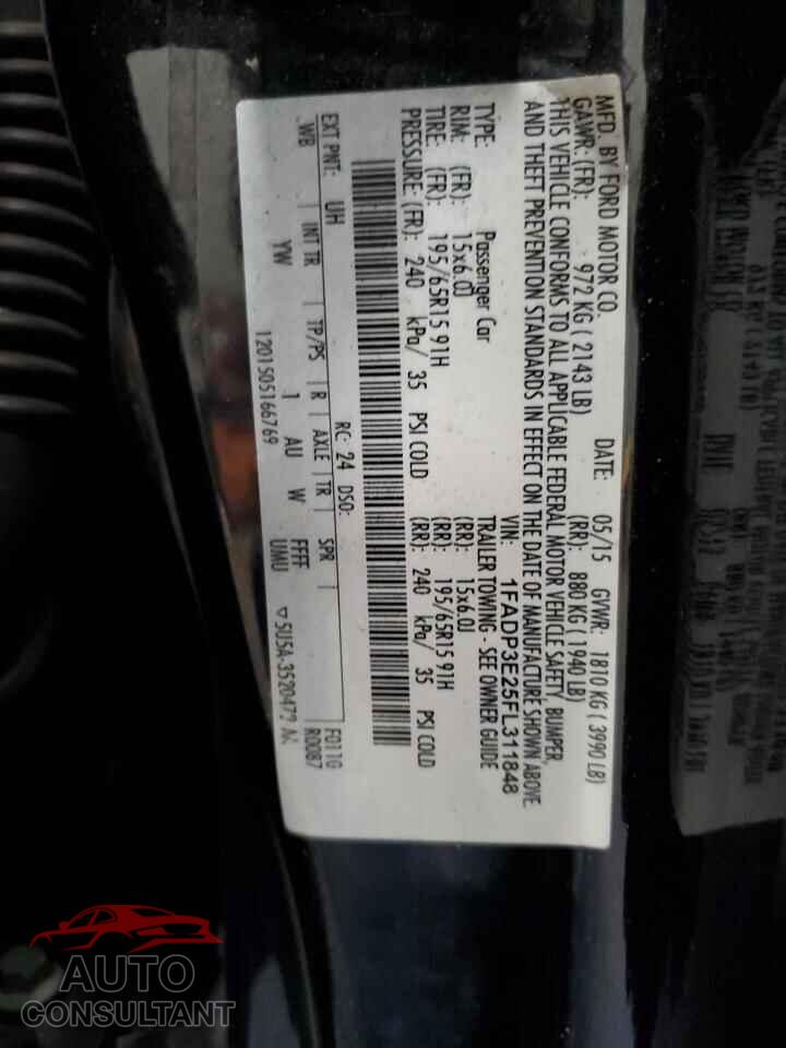 FORD FOCUS 2015 - 1FADP3E25FL311848