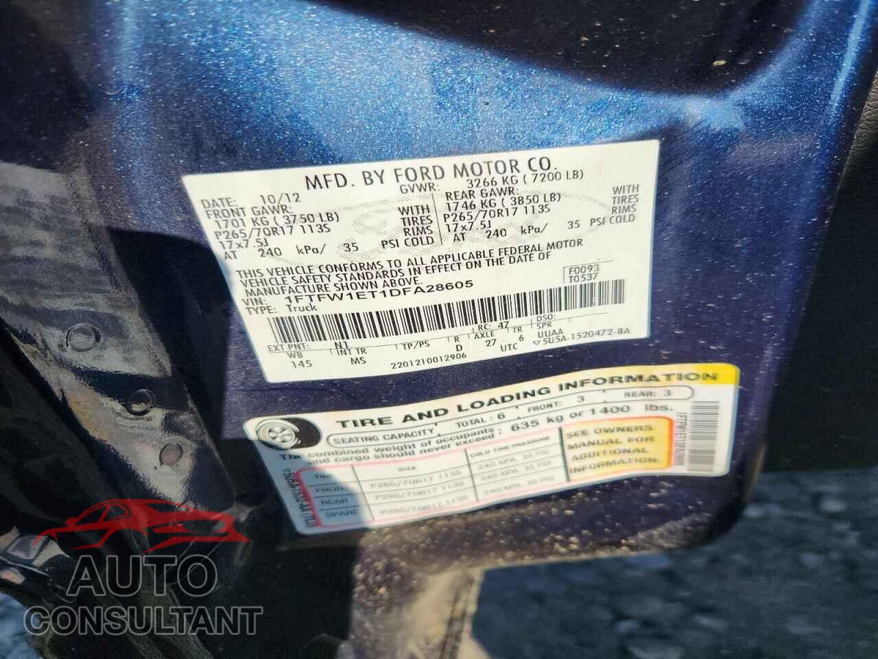 FORD F150 2013 - 1FTFW1ET1DFA28605