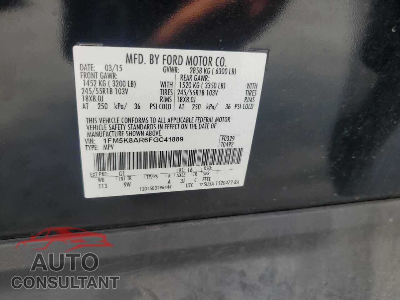 FORD EXPLORER 2015 - 1FM5K8AR6FGC41889