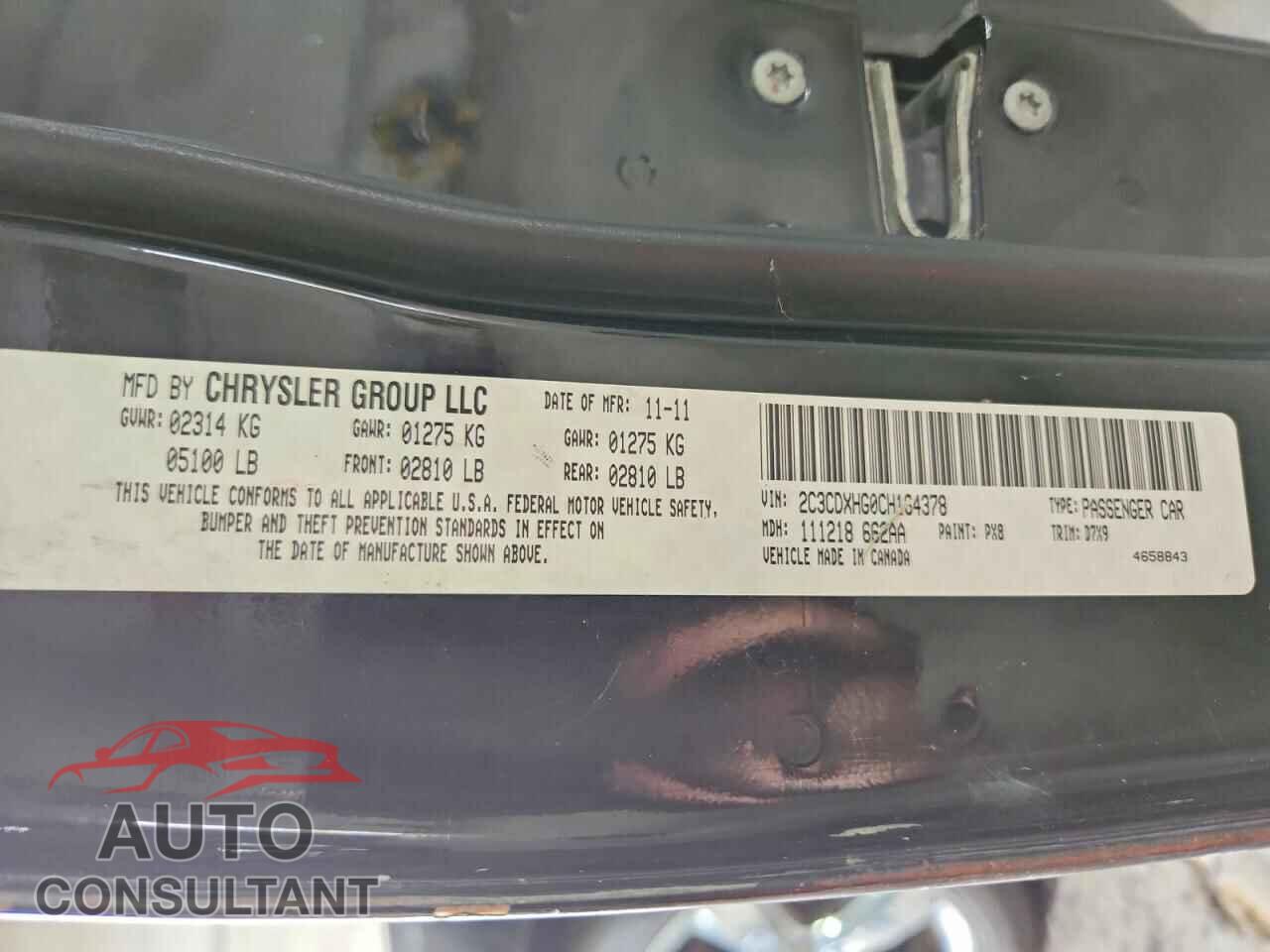 DODGE CHARGER 2012 - 2C3CDXHG0CH164378