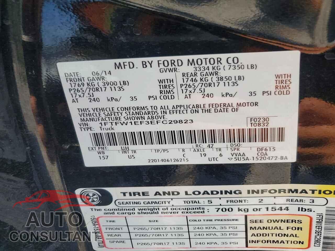 FORD F150 2014 - 1FTFW1EF3EFC29823