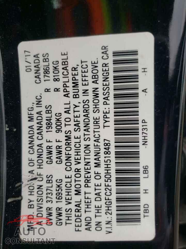 HONDA CIVIC 2017 - 2HGFC2F50HH518487