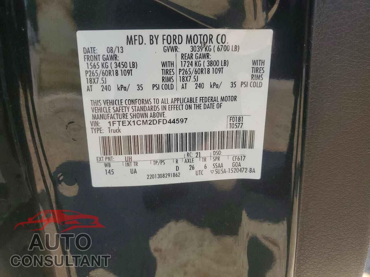 FORD F150 2013 - 1FTEX1CM2DFD44597