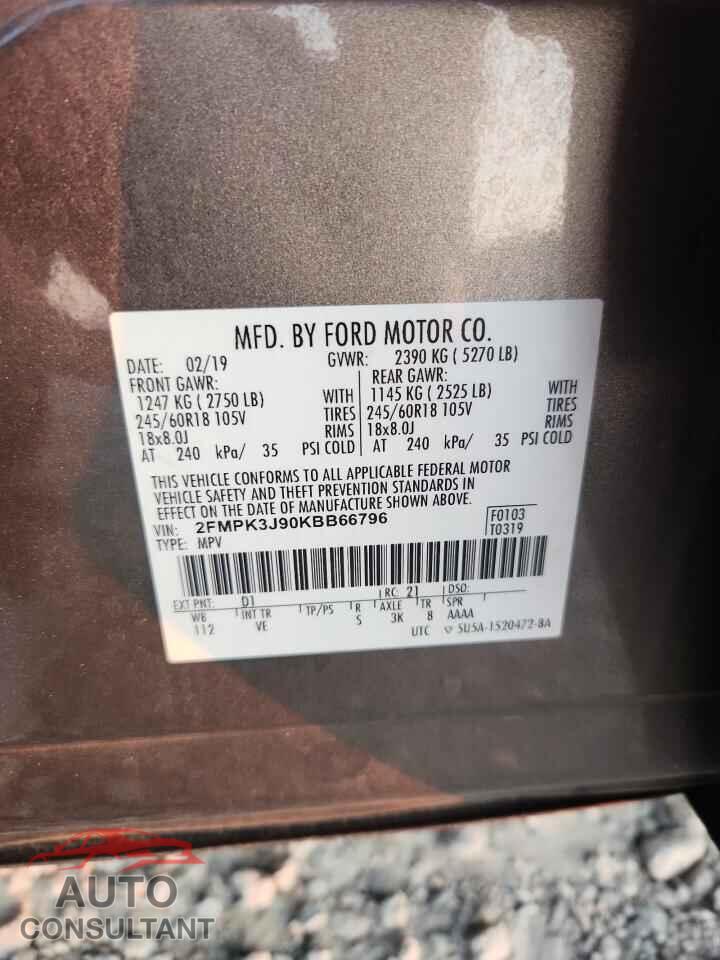 FORD EDGE 2019 - 2FMPK3J90KBB66796