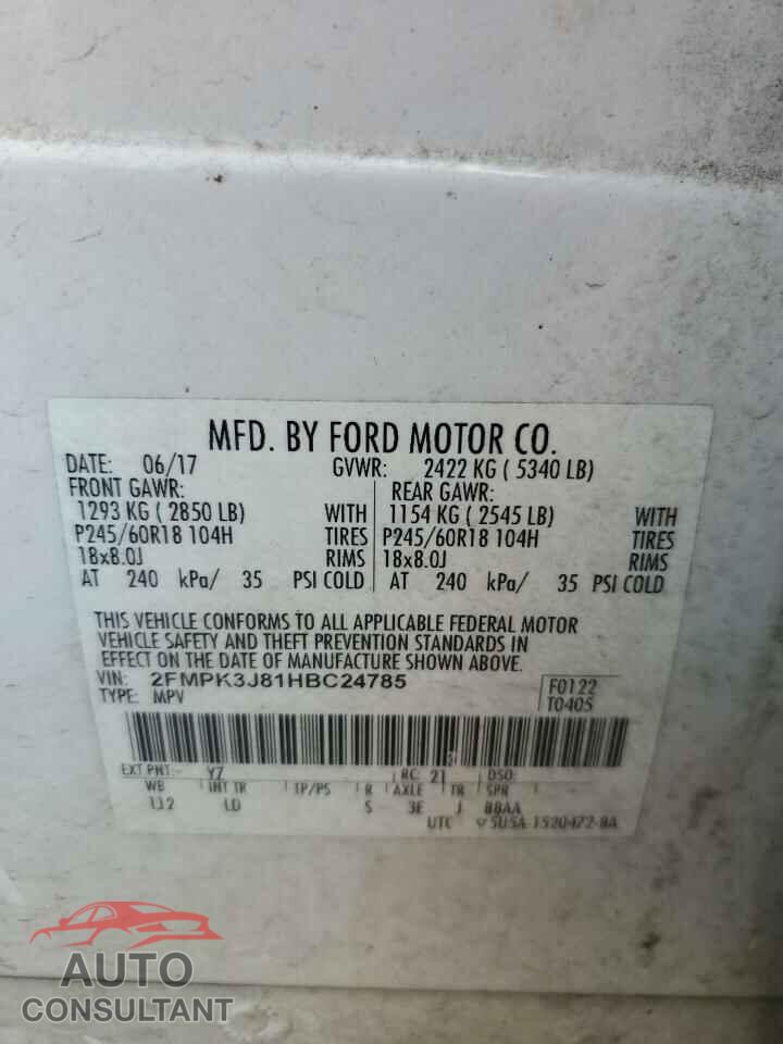 FORD EDGE 2017 - 2FMPK3J81HBC24785