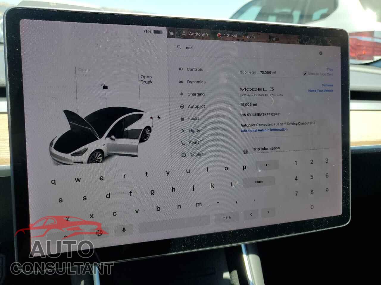 TESLA MODEL 3 2019 - 5YJ3E1EA3KF412942