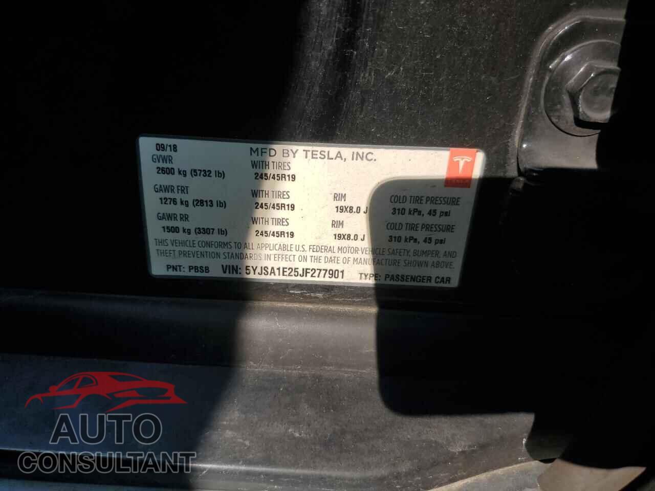 TESLA MODEL S 2018 - 5YJSA1E25JF277901