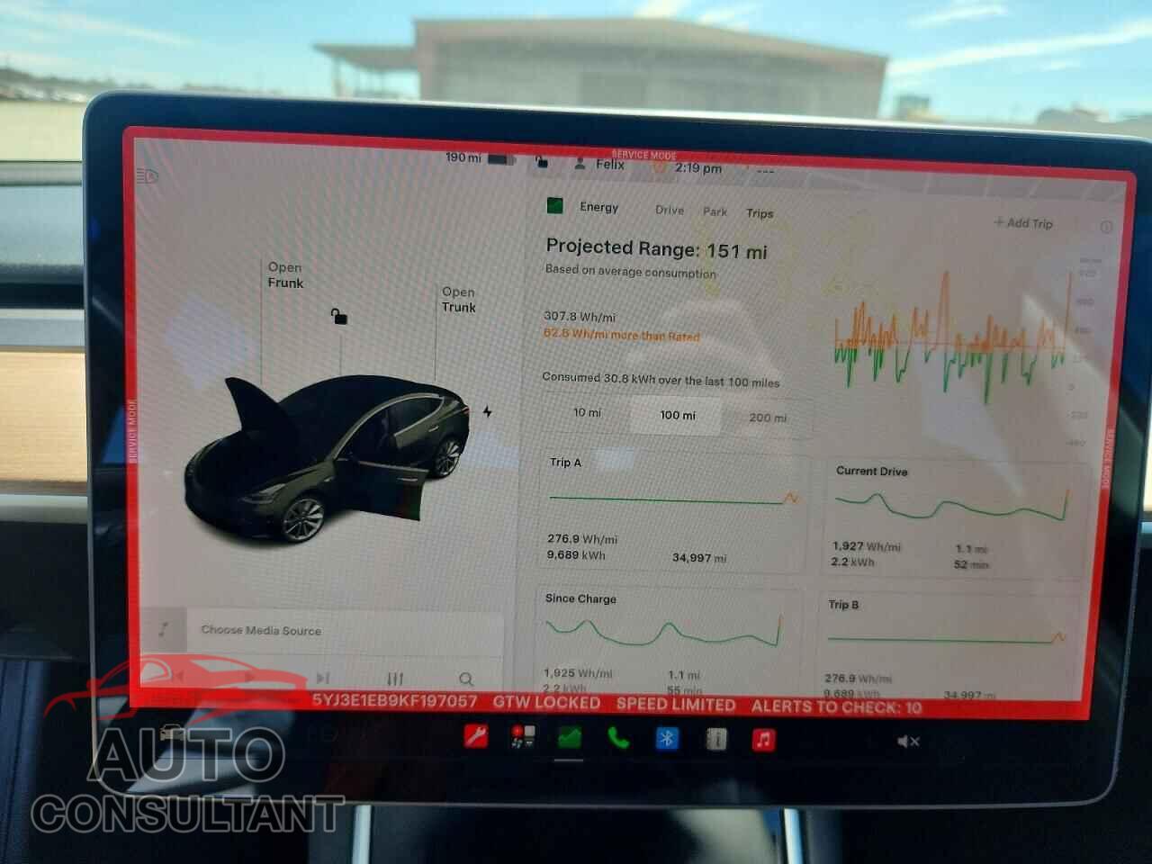 TESLA MODEL 3 2019 - 5YJ3E1EB9KF197057