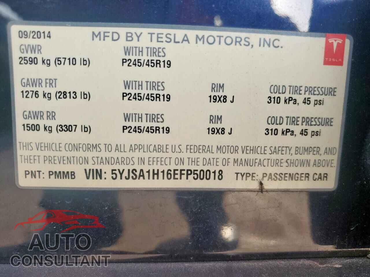 TESLA MODEL S 2014 - 5YJSA1H16EFP50018