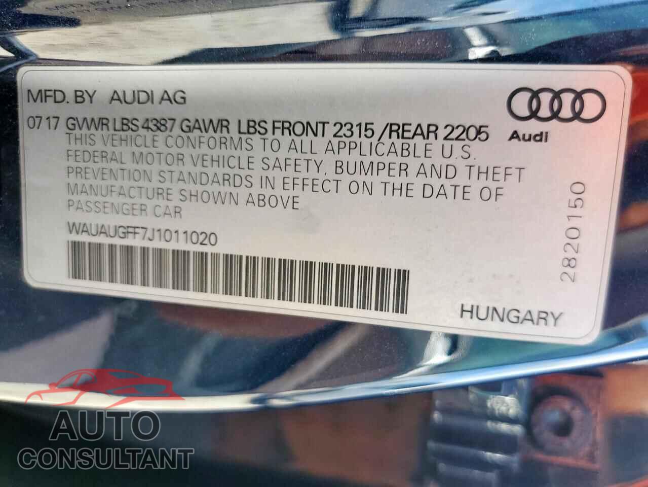 AUDI A3 2018 - WAUAUGFF7J1011020