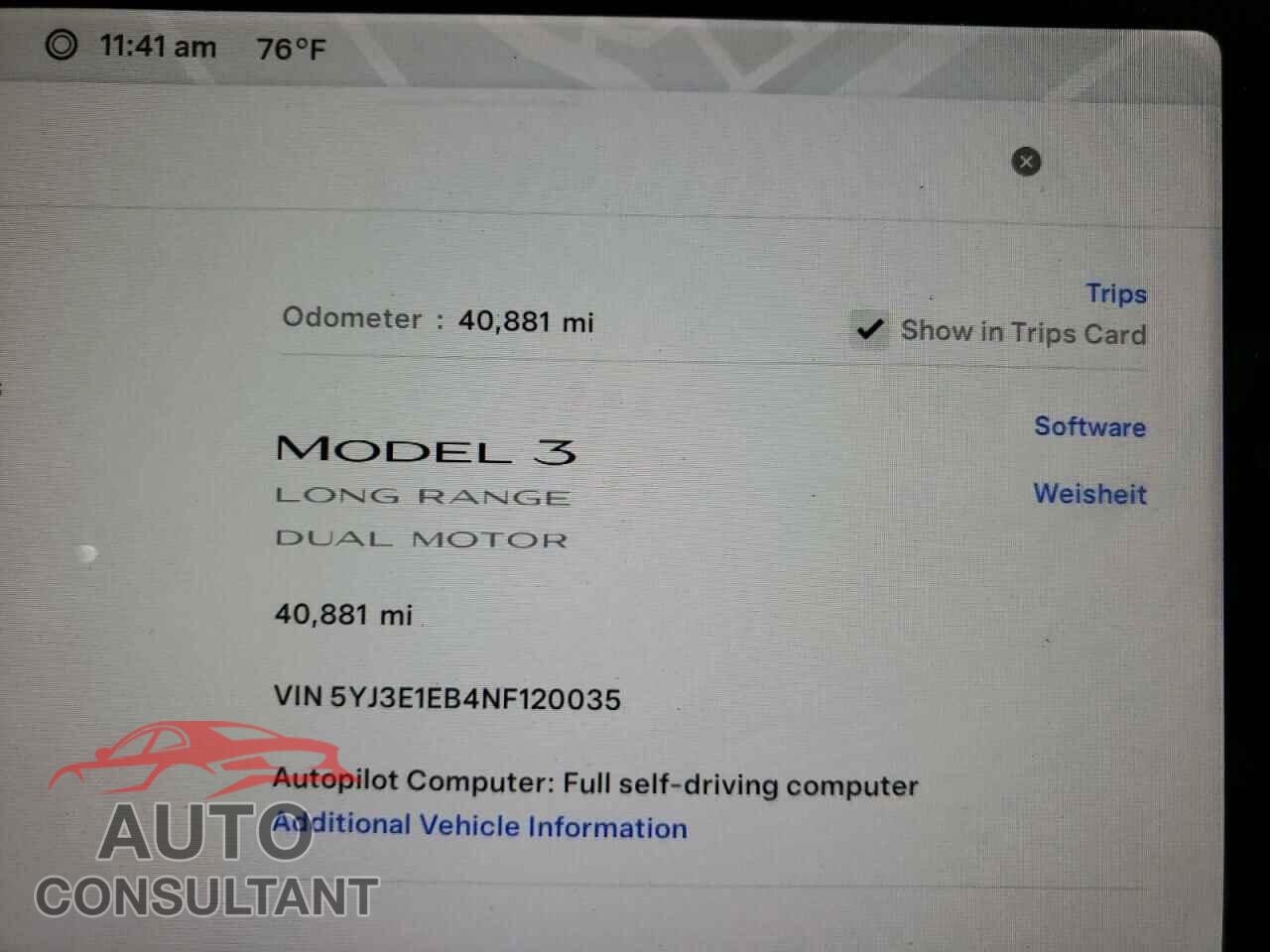 TESLA MODEL 3 2022 - 5YJ3E1EB4NF120035