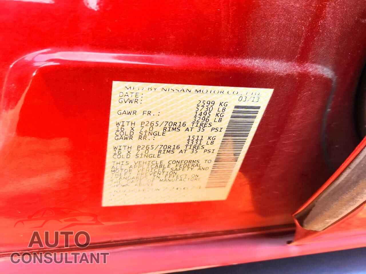 NISSAN FRONTIER 2013 - 1N6AD0ER2DN726674