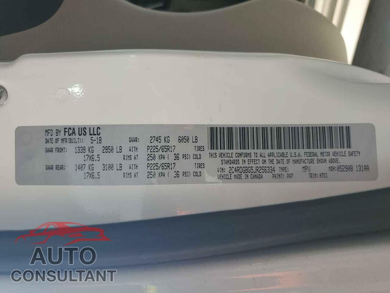 DODGE CARAVAN 2018 - 2C4RDGBG5JR256334