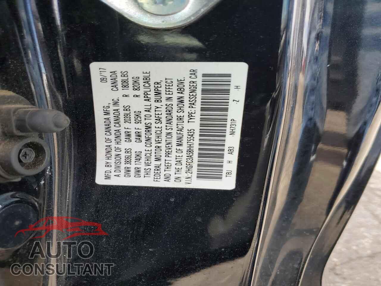 HONDA CIVIC 2017 - 2HGFC3A58HH755435