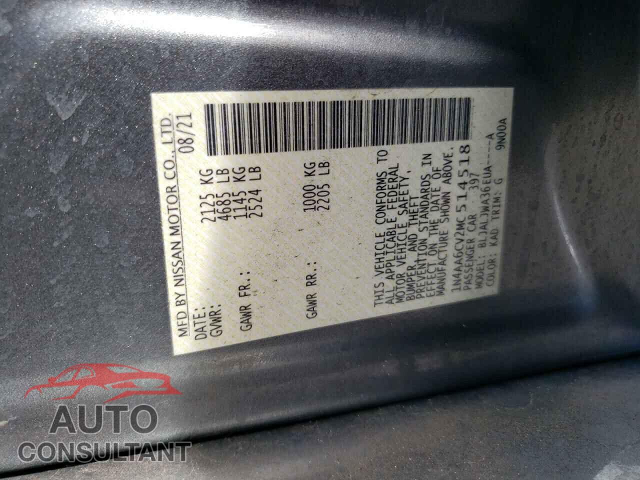 NISSAN MAXIMA 2021 - 1N4AA6CV2MC514518