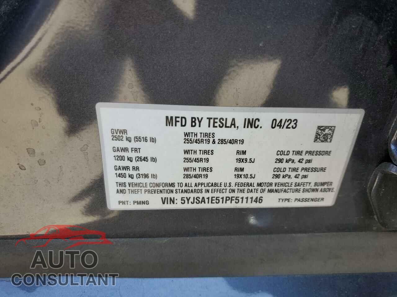 TESLA MODEL S 2023 - 5YJSA1E51PF511146