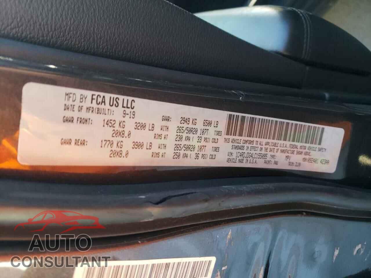 DODGE DURANGO 2020 - 1C4RDJDG4LC155095