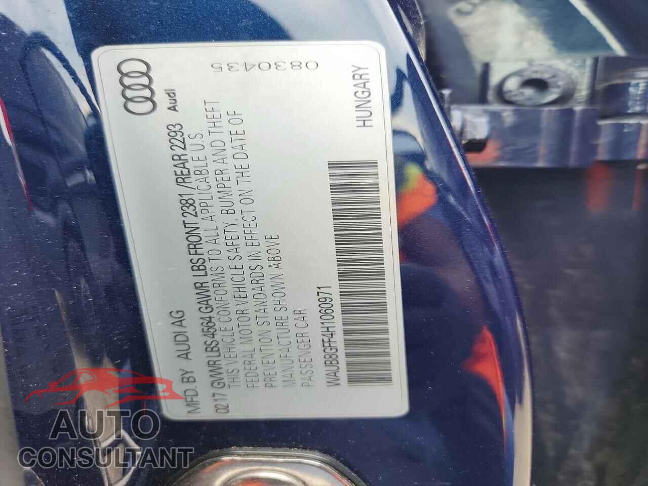 AUDI A3 2017 - WAUB8GFF4H1060971